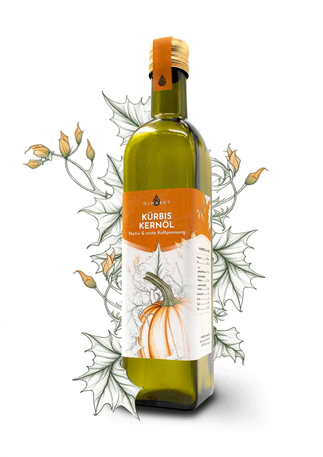 500ml Flasche Kürbiskernöl von Ölmarkt